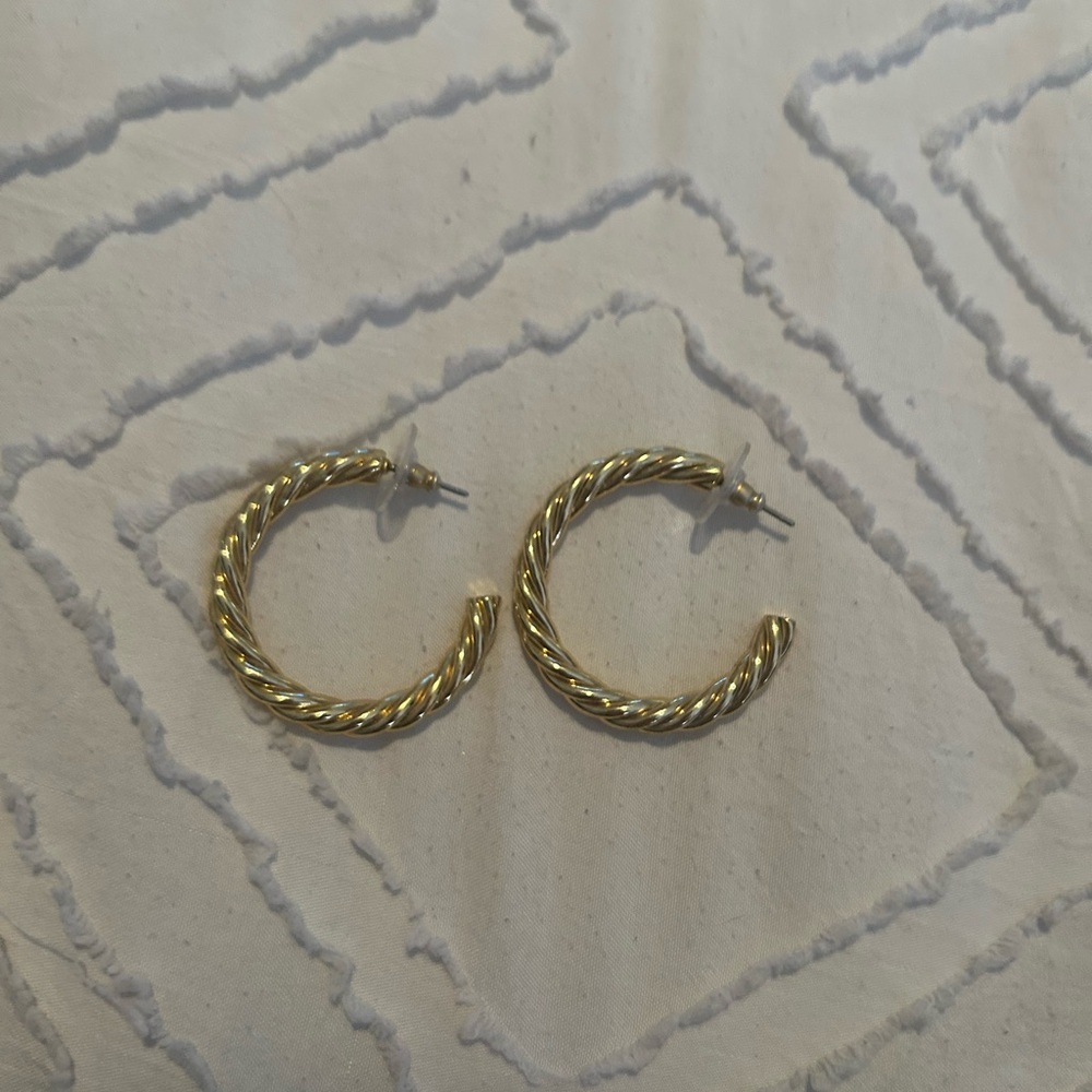 Francesca's Collections Gold Twisted Hoop Earrings